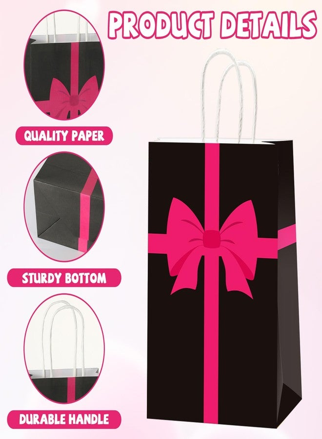 ojustbeok 12 pcs Squid Theme Gift Paper Bags Pink Black Theme Party Decorations Pink Bow Party Favor Bags Game Candy Goodie Treat Snacks Bag for Girls Baby Shower Birthday Gifts Favor Supplies - Image 3